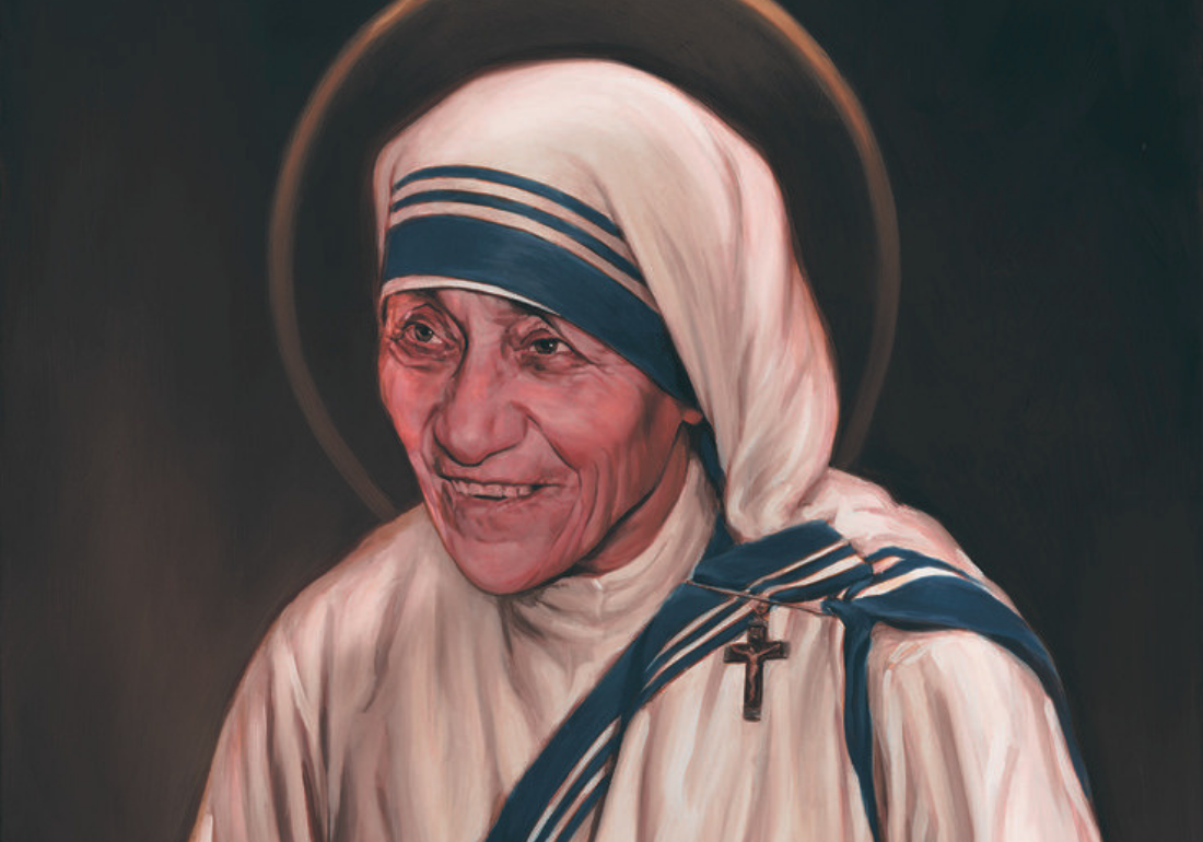 Imagem horizontal representando Santa Teresa de Calcutá